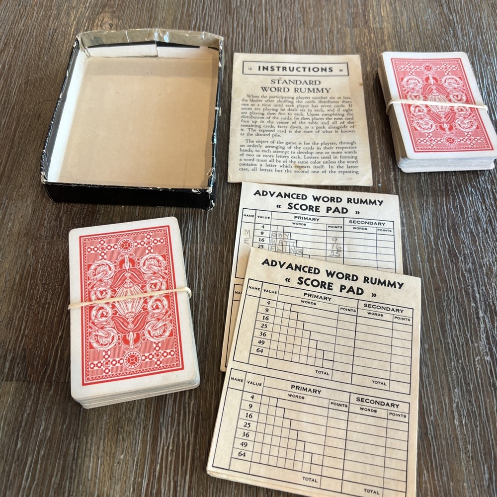 Vintage Card Games Standard Word Rummy Playing Cards Family Game Night Classic